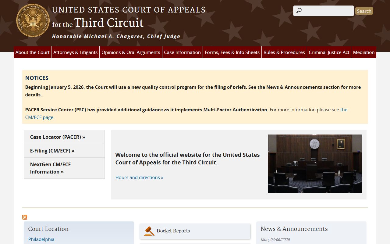 U.S. Court of Appeals for the Third Circuit, federal court records over Camden County
