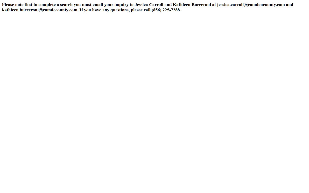 Camden County Surrogate record-search notice for Camden County probate records