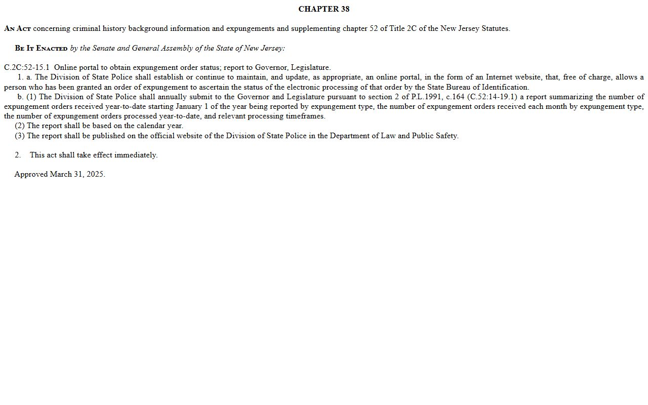 New Jersey Legislature statute page tied to Camden County public records access