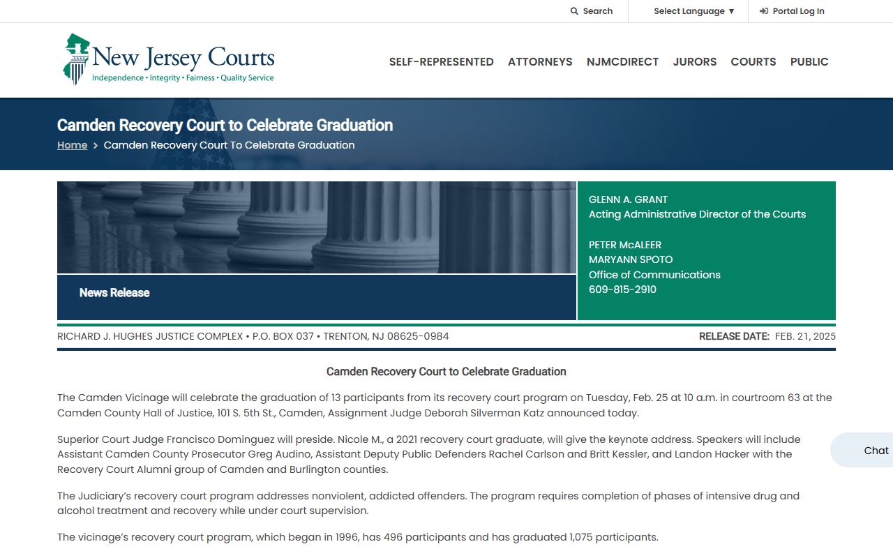 Camden County Recovery Court graduation, a Camden County court records specialty program